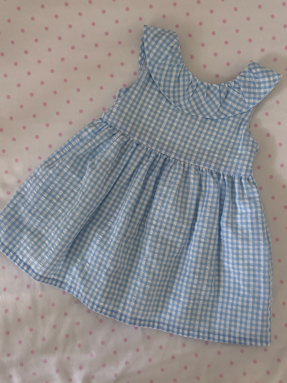 Carter's Light Blue Gingham Ruffle Collar Dress